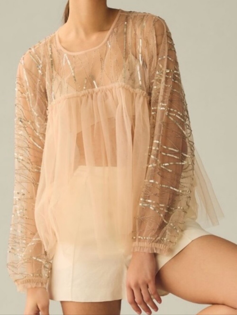 NWT Anthropologie Forever That Girl Sequin Mesh Tunic - Size S